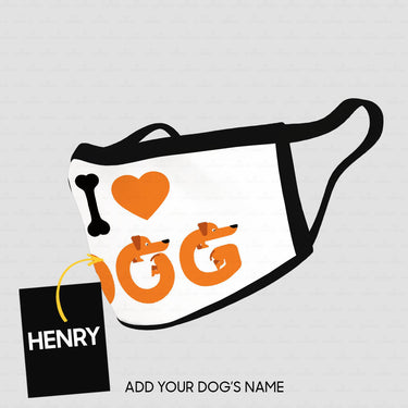 Personalized Dog Gift Idea - I Love Dog In Orange Letters For Dog Lovers - Cloth Mask